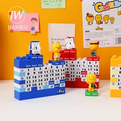 JIANWU – blocs de construction pour bricolage, calendrier perpétuel, dessin animé, mignon, créatif, accessoires de bureau, papeterie scolaire 