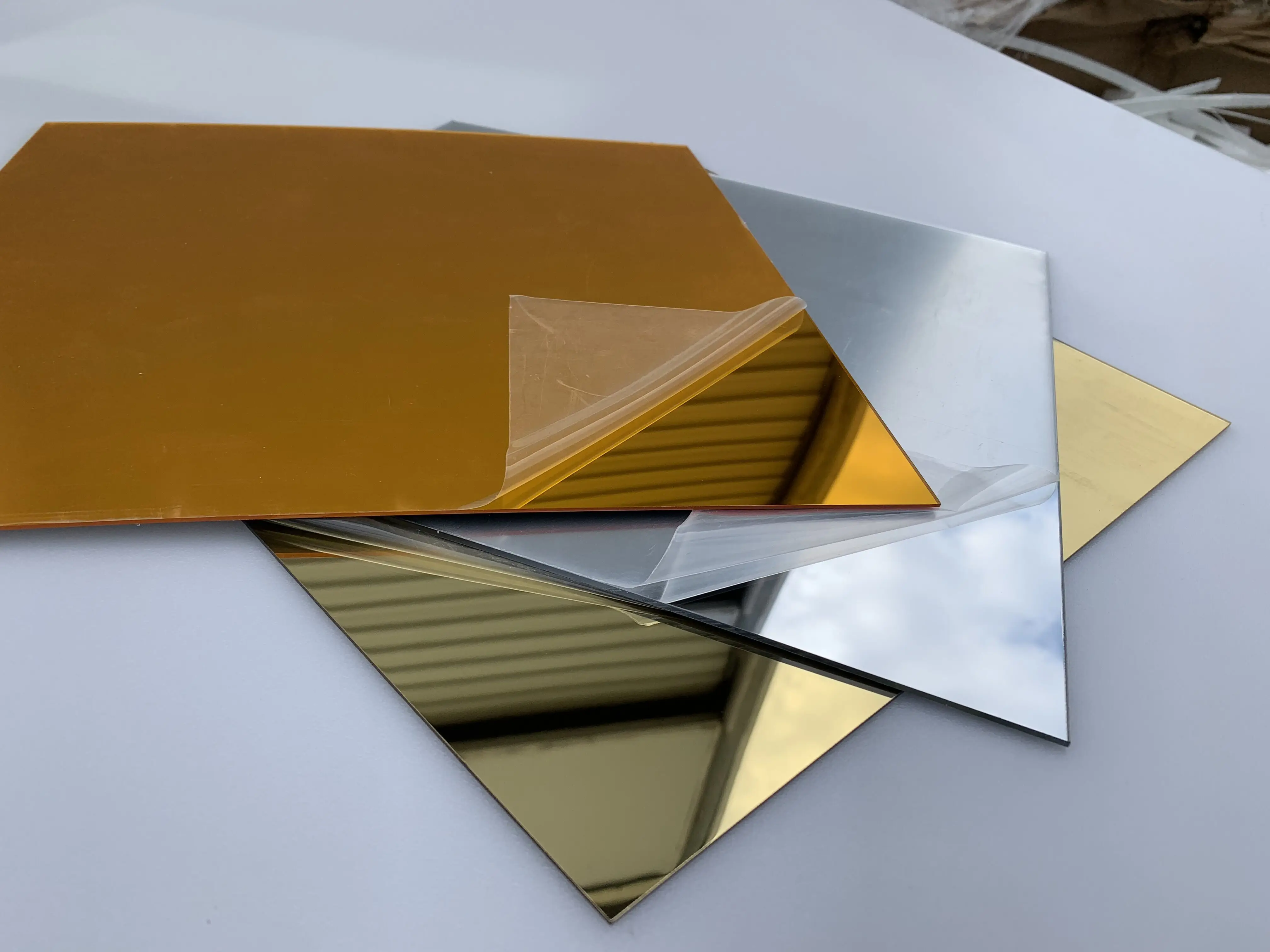 5PCS 300x300MM Acrylic Gold Mirror Square Sheet Plastic Pier Glass Hotel Decorative Lens Plexiglass Not Easy To Broken 2MM
