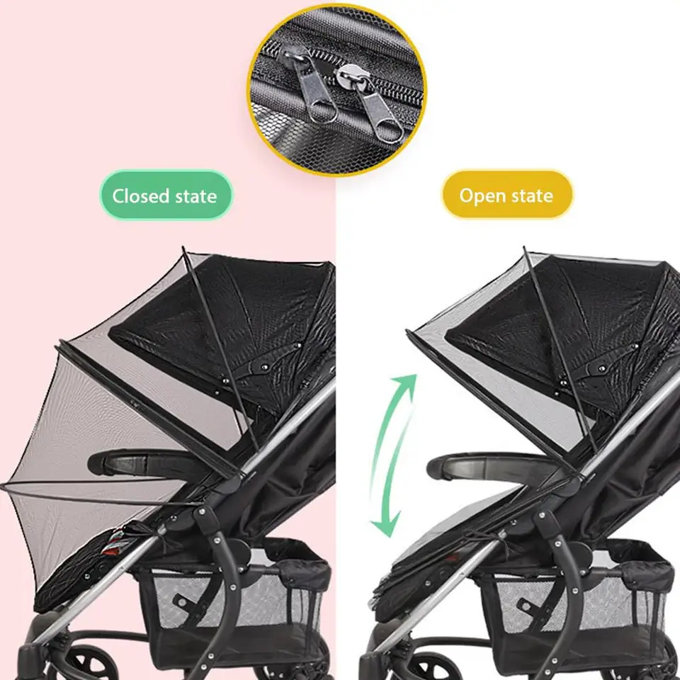 Car Seats Foldable Two-Way Zippered Mesh Mosquito Net Carriers Stylishbuy Baby Mosquito Net for Strollers