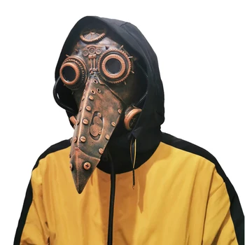 

1 Pcs Halloween Unique Cosplay Mask Steampunk Plague Doctor Mask Plague Steam Beak Doctor Face Mask Party Supplies Costume Props