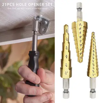 

21pcs Step Cone Drill Bit Skillful Manufacture Superior Quality Cutting Tool Steel Woodworking Metal Drilling Tool