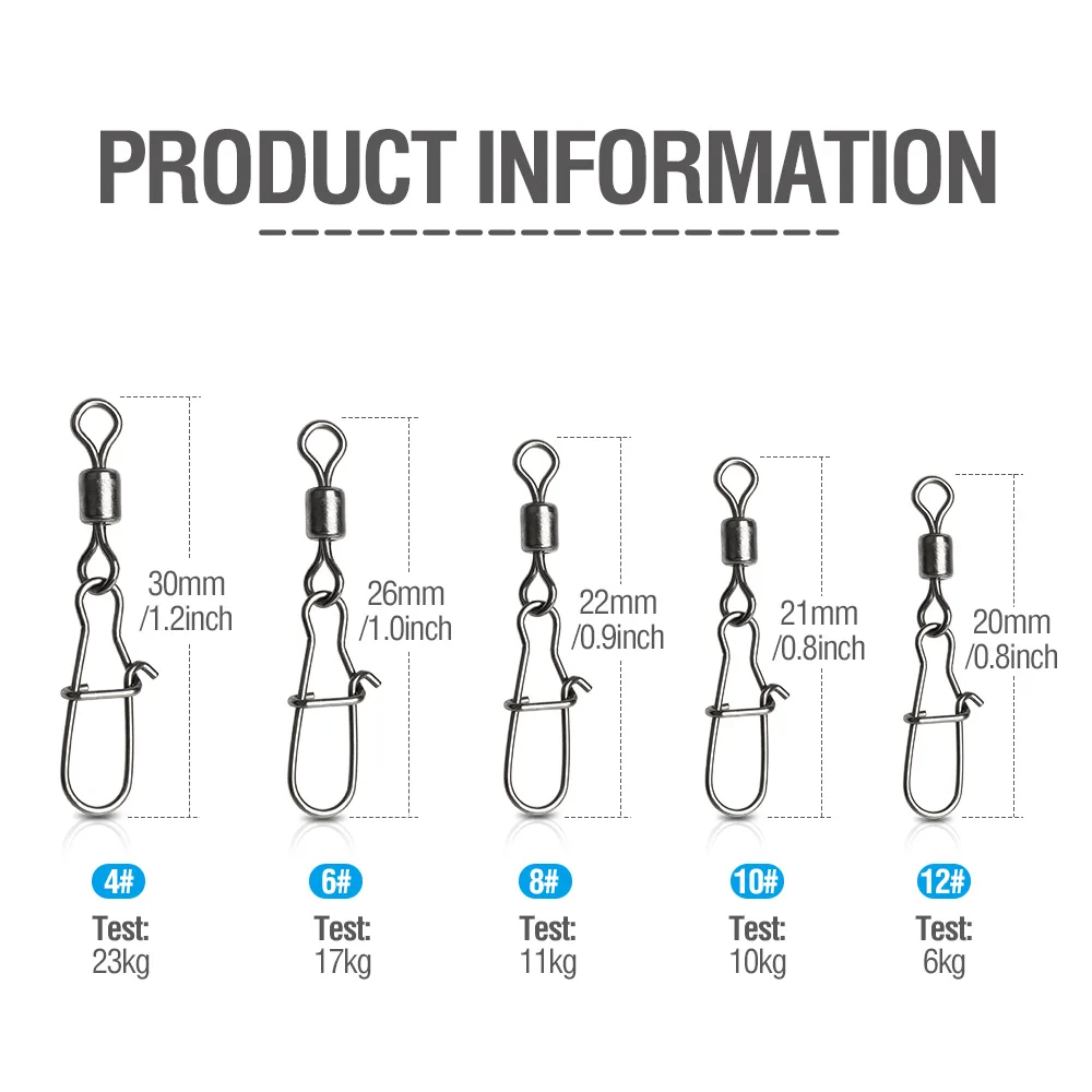 DONQL 100200Pcs Bearing Swivel Fishing Connector Snap Rolling Interlock Connector Fishhook Lure Sea Fishing Tackle Accessories主图01 (2)