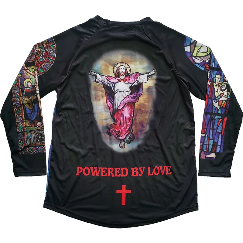 Maillot De Motocross/cyclisme – Motif Église Jésus – Multicolore – Homme/Femme – Polyester