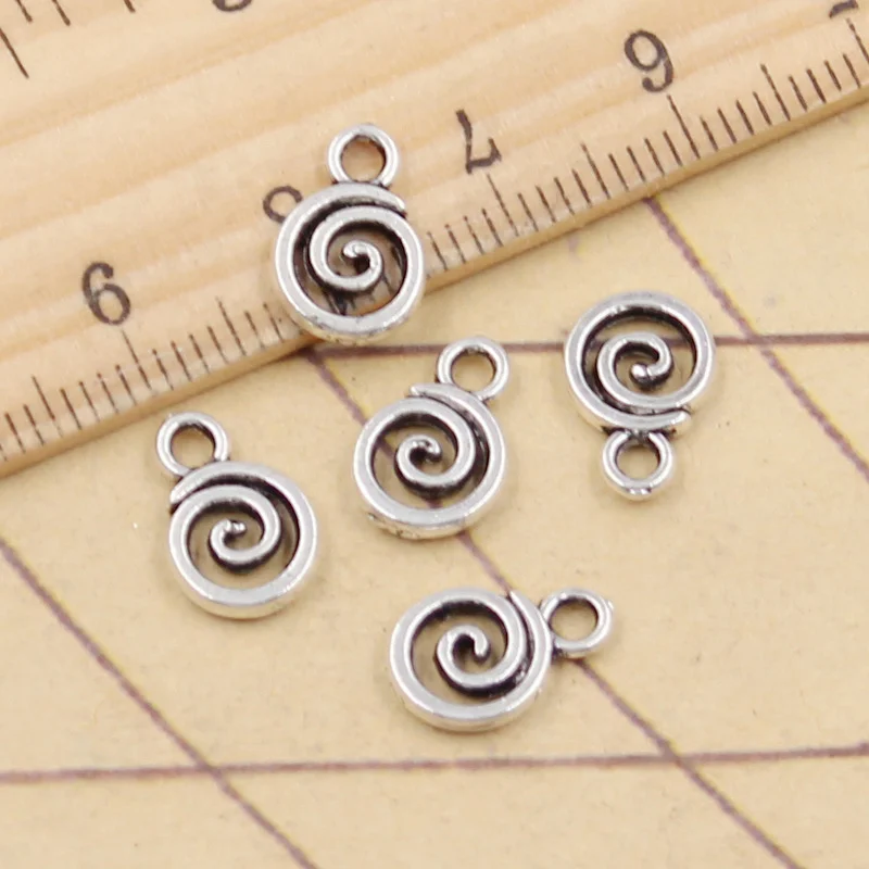 30pcs Charms Spiral Screw Helix Spire Volution 12x8mm Tibetan Silver Color Pendants Antique Jewelry Making DIY Handmade Craft