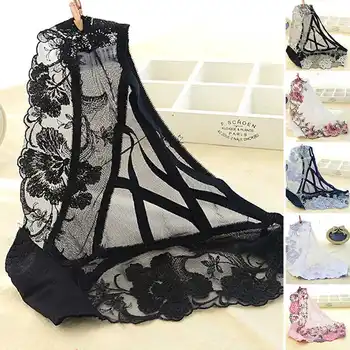 

Women Sexy Lace Transparent Briefs Lower Embroidered Patterned Underwear Fashion Ladies Soft Casual Home Panties Femme Intimates