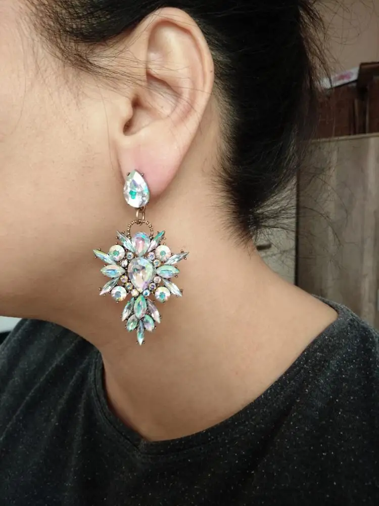 Boho Ethnic Luxury Crystal Rhinestone Drop Earrings Women Multicolor Geometric drop earrings dangle earrings crystal earrings geometric earrings