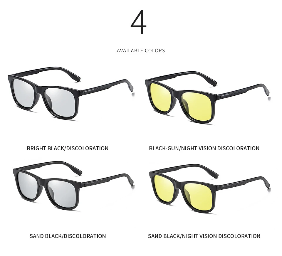 Квадратные фотохромные линзы поляризованные мужские солнцезащитные очки для вождения день и ночь, черные антибликовые мужские солнцезащитные очки S176