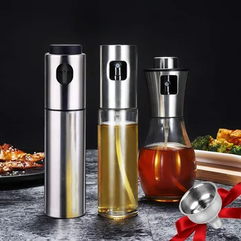 

Olive Oil Spray Bottle Soy Sauce Dispenser, Advanced Stainless Steel Glass Sprayer, for BBQ/Cooking/Seasoning Kitchen, 100/200ML