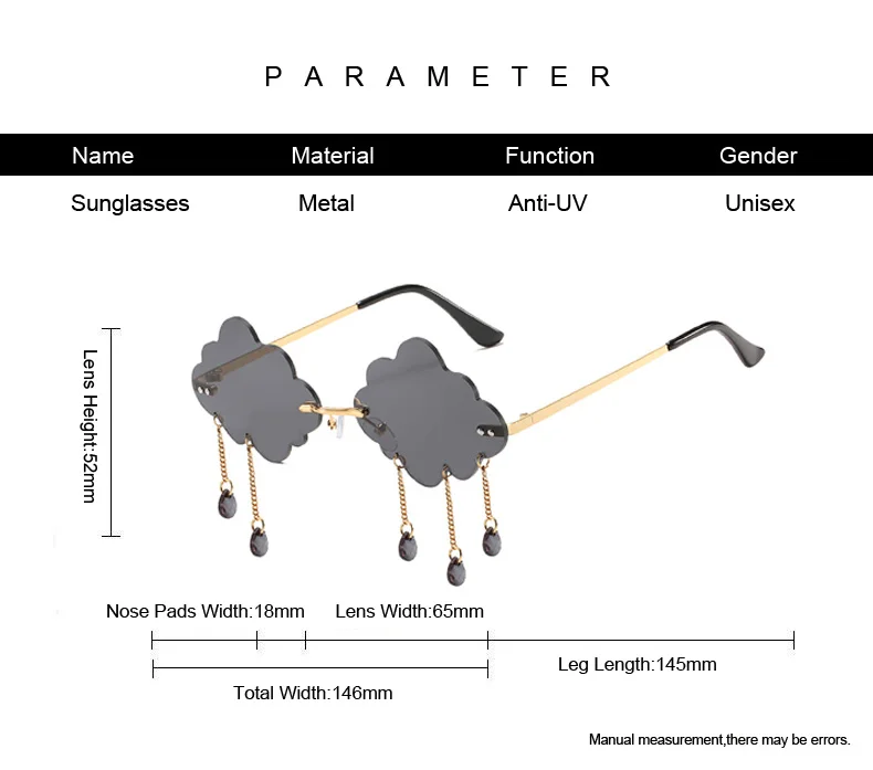 Vintage Rimless Sunglasses Woman Fashion Clouds Sun Glasses Female Retro Tassel Raindrop Trending Oculos De Sol Feminino_voghion.com