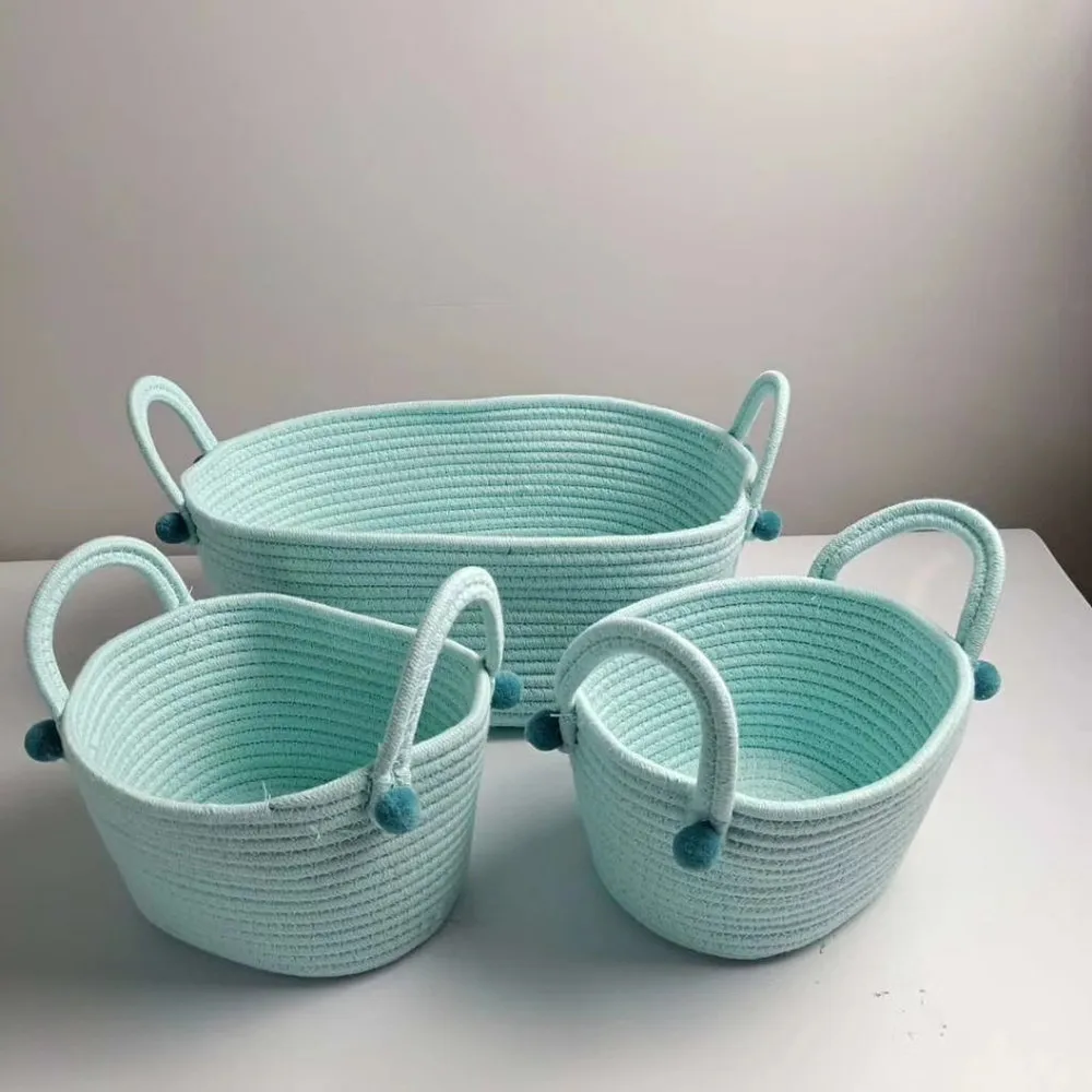 3 шт./компл. оптовая продажа корзина для хранения хлопковой веревки белья розовая