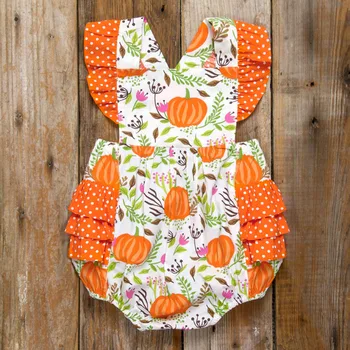 

Halloween Newborn Baby Girl Cute Pumpkin Print Clothes Romper Jumpsuit Outfits