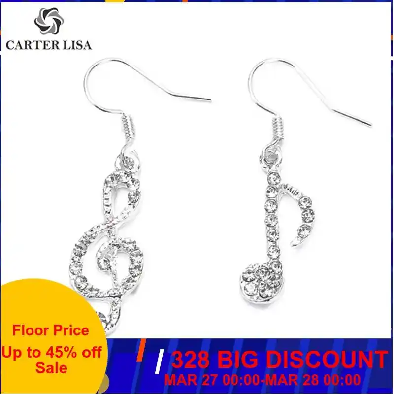 Carter lisa música assimétrica melodia prata gota balançar brincos para feminino menina moda moderna jóias descobertas presentes de festa