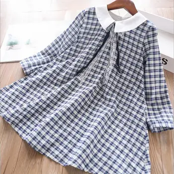 

wholesale girls turn-down collar plaid causal dress baby girl cotton dresses children clothes