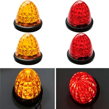 

CYAN SOIL BAY 4X Red Amber Bus Truck Beehive Dome 16 LED Side Marker Brake Lights Cab Top Roof