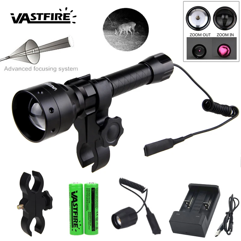 

T50 Zoomable Infrared Weapon Light 850nm IR Night Vision illuminator 50mm Focusing Lens Hunting Flashlight For 25.4mm Ring/Mount