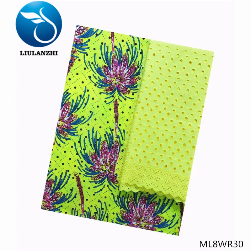 LIULANZHI африканская Вощеная кружевная ткань новая хлопковая вощеная ткань+ хлопковая вуаль кружева для женского платья 3+ 2,5 ярдов ML8WR30-ML8WR44