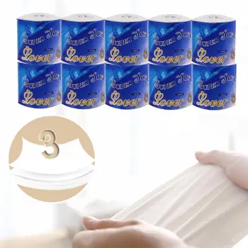 

10 Rolls Roll Paper Toilet Paper For Car Household Non-irritating Tissue Paper 4 Layers Degradable Toilet Roll Paper