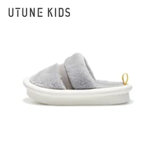 

UTUNE KIDS Cream Musse Children's Slippers Winter Warm Girl's Shoes Imitation Rabbit Wool Indoor Slippers Anti-slip Boys Shoes