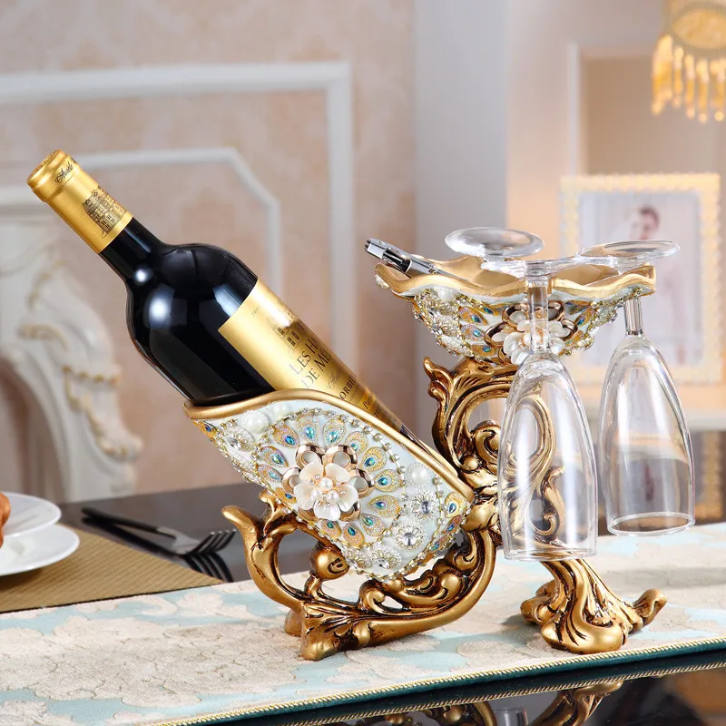 European Style Red Wine Holder Living Room Cabinet Decorations Resin Creative Household Glass Bottle Storage Rack Bar Tools | Дом и сад