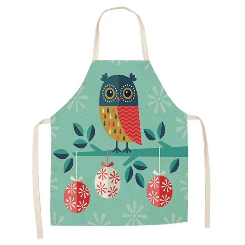 1pcs Christmas Apron Santa Claus Pinafore Cotton Linen Aprons Woman Adult Kids Xmas Gifts Bibs for Home Kitchen Cooking Baking