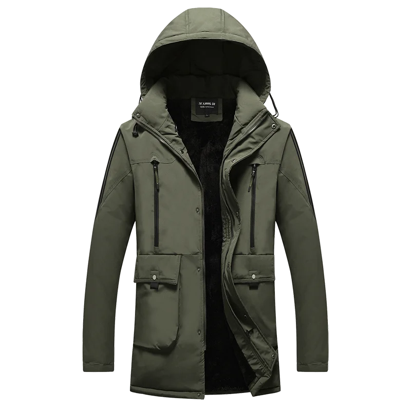 Winter men hooded coat men thicken warm long wool trench jacket 4xl large size