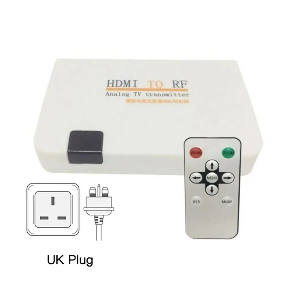 UK plug Универсальный HDMI для радиочастотного коаксиального конвертера адаптер кабель с пультом дистанционного управления блок питания для ТВ преобразования США/ЕС/Великобритания/США - Цвет: UK plug
