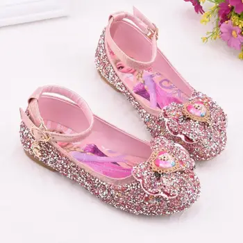 

Kids Girls Wedding Dress Shoes Children Princess Shoes Bowtie Purple Leather Shoes For Girls Casual Shoes Flat