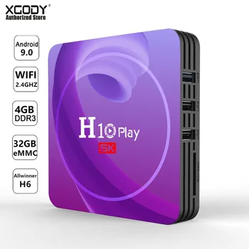 

H10 6k HD Play Wifi TV Box Quad Core 64-bit Android 9.0 Media Box 4GB 32GB Multiple Language Media Support Set Top Box