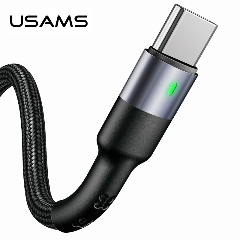 USAMS usb type C кабель 3A Быстрая зарядка провод usbc для Xiaomi huawei samsung Note10 мобильный