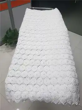 

Factory offers hot sales African Cord Lace Fabric High Quality guipure lace fabric with beads For Party Dresses In Pure white