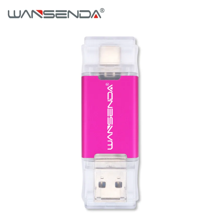 WANSENDA USB 3,0 USB флеш-накопитель 512 ГБ 256 Гб OTG флеш-накопитель для Android/ПК типа C 32 Гб 64 Гб 128 ГБ Флешка 2 в 1 двойная usb-флешка - Цвет: Rose red