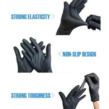 

100pcs Non-slip Disposable Nitrile Gloves Powder-free Exam Gloves, Black