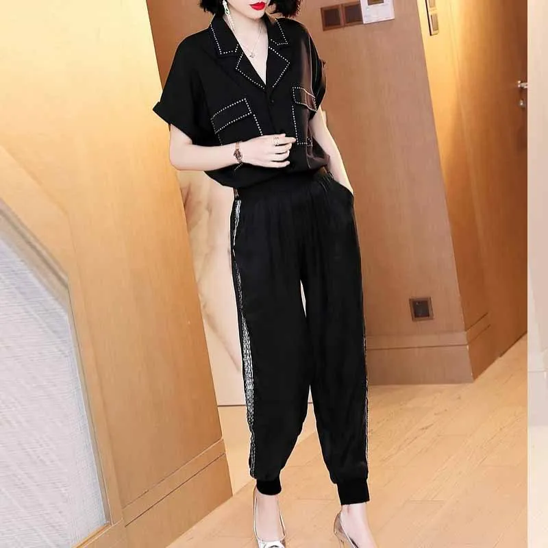 

WOMEN'S Suit 2019 New Style Summer Loose European Goods Tops Harem Pants Two-Piece Set Fashion Western Style Goddess-Style