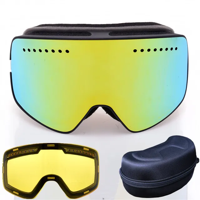 US $12.78 Quickchange lens Ski Goggles with case Brand Professional Double Antifog Big Lens Magnet Glasses 