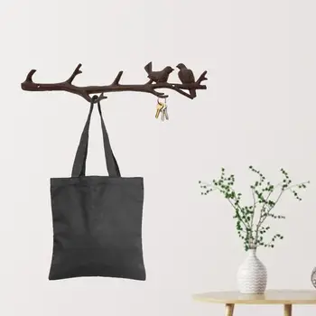 

Wrought Iron Vintage Twig Bird Decoration Frame With 6 Hooks Decorative Cast Iron Wall Hook Rack For Coats, Hats, Keys, Towels