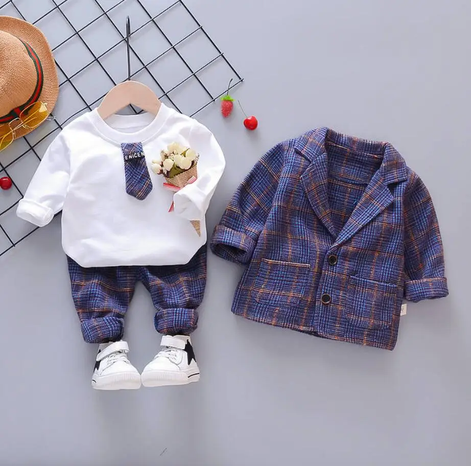 BibiCola/комплекты одежды для маленьких мальчиков, весенне-осенний хлопковый жилет+ рубашка+ штаны для малышей, спортивные костюмы из 3 предметов для маленьких мальчиков, костюмы для новорожденных