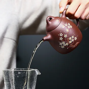 

Ore purple clay hand painted Qinquan yixing teapot kung fu zisha kettle