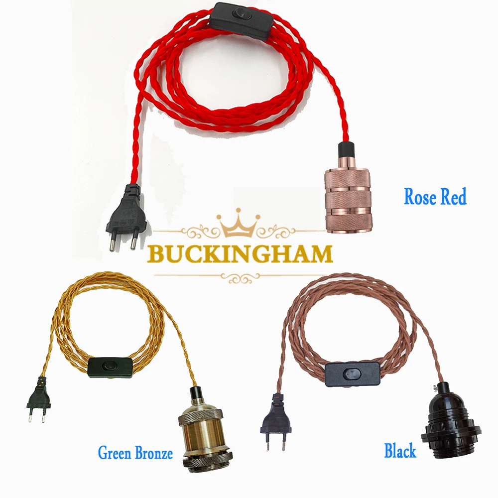 Vintage Power Cords Eu Plug With Line Switch E27 Led Lights Edison Bulbs Incandescent Lamps