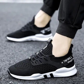 

Male Shoe Trend All-match Fly Fabric Casual Shoes Summer Air Man Motion Cloth Shoe Shoes Non-slip Run Gym Shoes