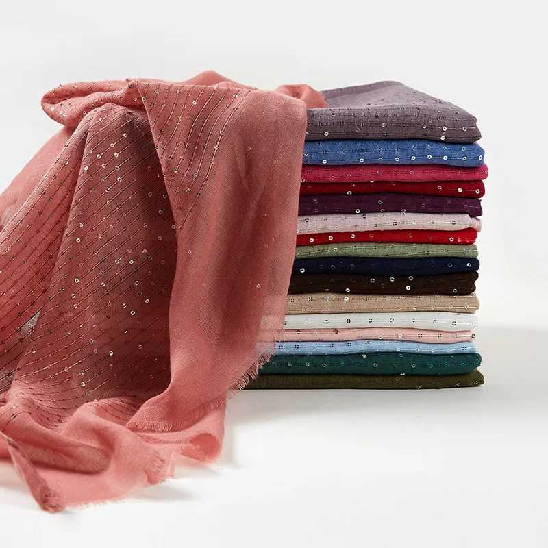 

Shinny Sequin Glitter Shimmer Headscarf Hijab Scarf Bandana Women Solid Color Plain Oversized Shawls and Wraps Bufanda Mujer