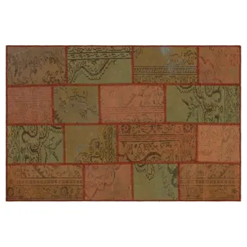 

Handmade Brown Vintage Overdyed Patchwork Area Rug 120x183 Cm-3'11''X6'0''
