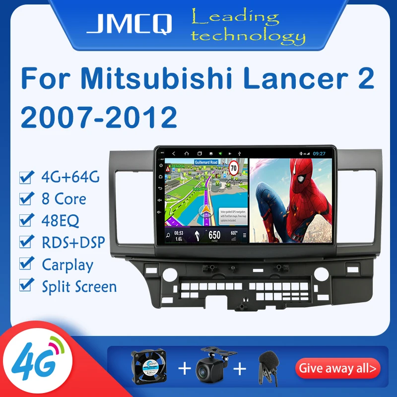 Автомагнитола JMCQ T9 для Mitsubishi Lancer 2007 2012 мультимедийный видеоплеер 2din GPS навигация