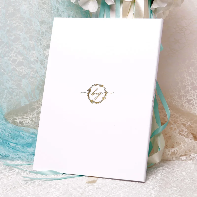 1pcs Photo Birth Signature Marriage Bridal Shower Certificate Gilding Wedding Oath Book Cover