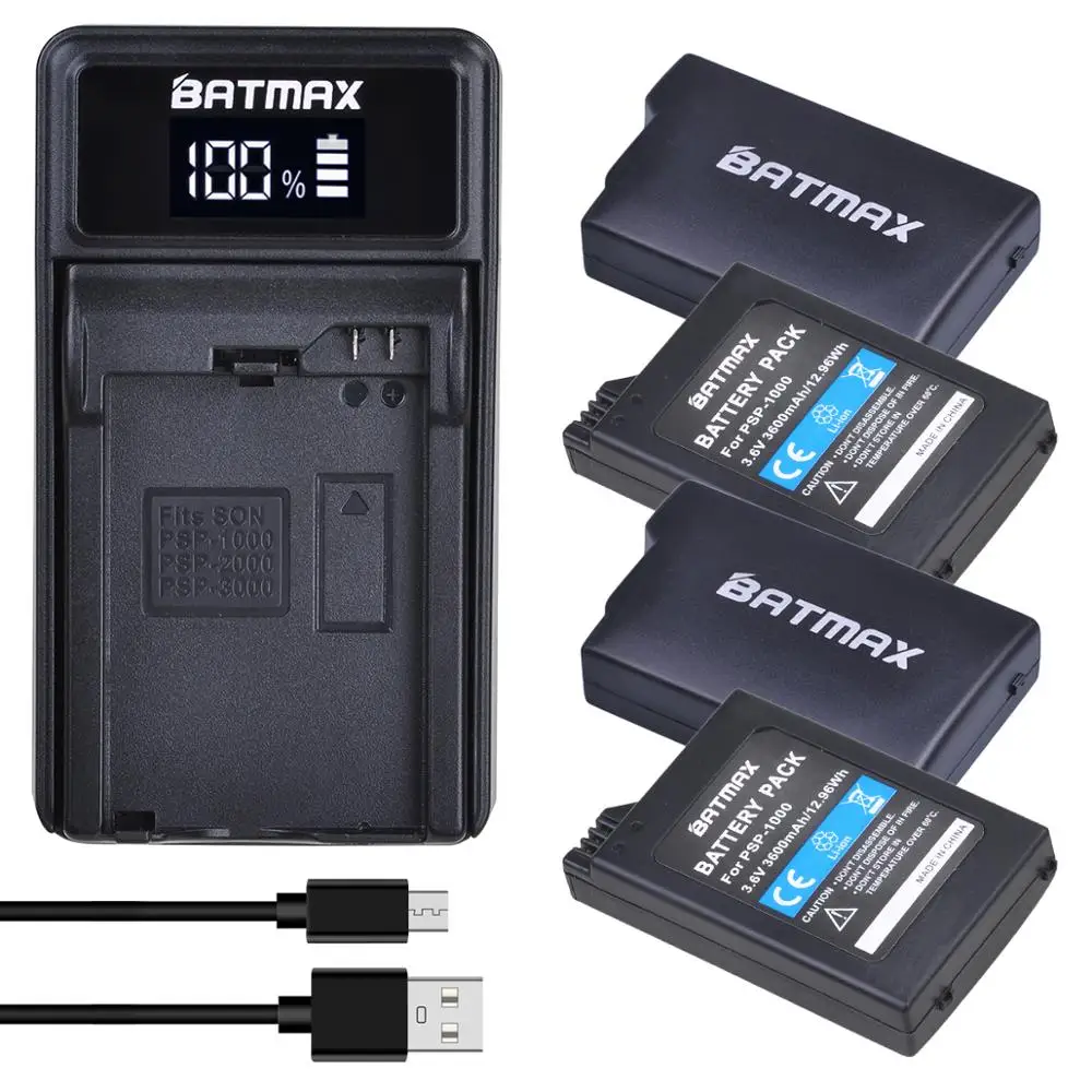 

4x 3.6V 3600mAh Battery Akkus + LED USB Charger for Sony PSP1000 PSP 1000 PlayStation Portable