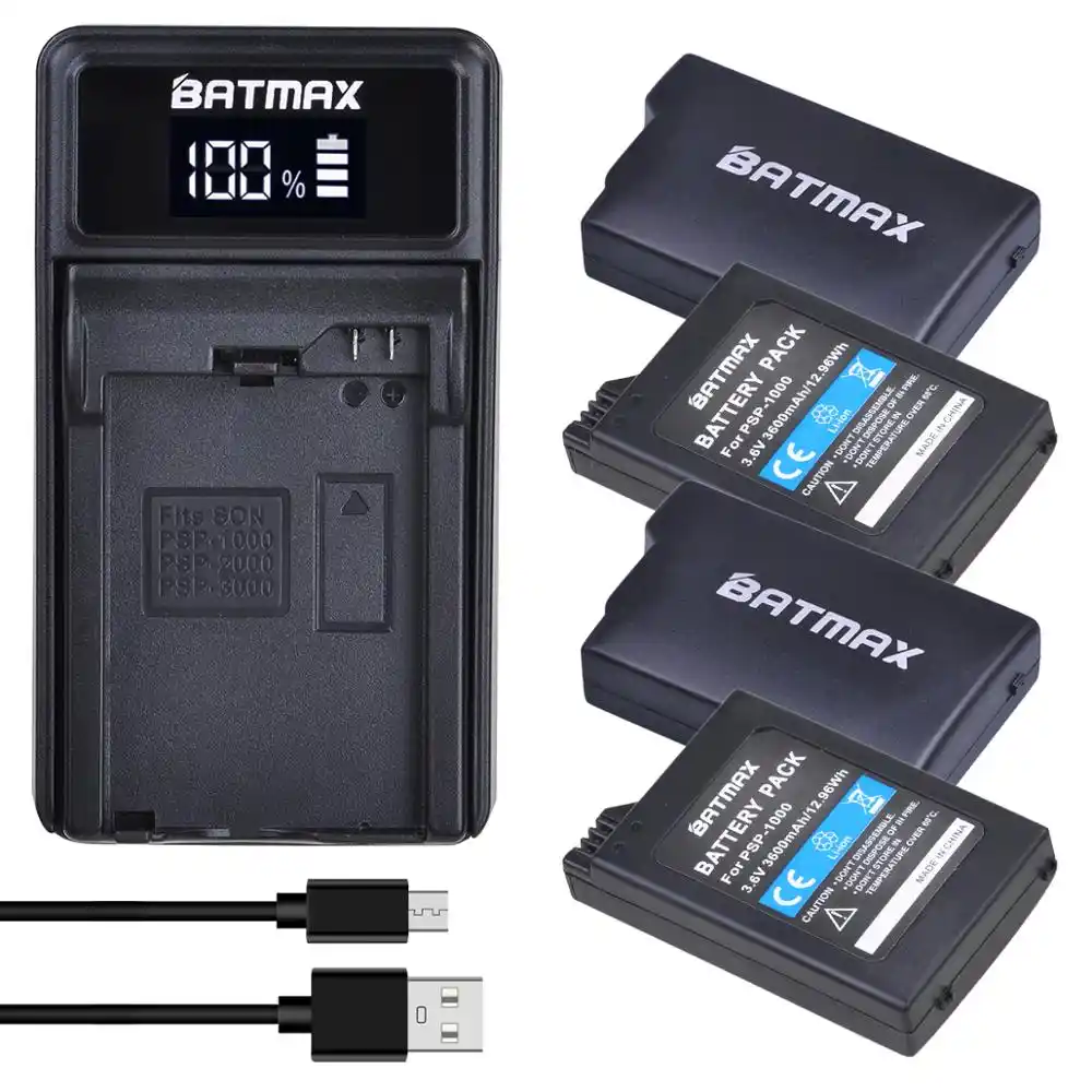 4x 3 6v 3600mah Battery Akkus Led Usb Charger For Sony Psp1000 Psp 1000 Playstation Portable Batteries Aliexpress