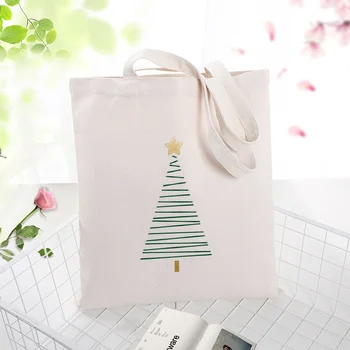 

Canvas Tote Bag Christmas Custom Print Logo Daily Use Text DIY Festival Gifts Bag Eco Reusable Recycle Handbag Shopping Bag