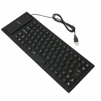 

Pohiks 1pc Black Foldable Flexible Soft Keyboard Waterproof Dustproof USB Silicone Keypad for PC Computer Laptop