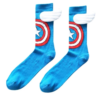 

12 Pairs Handmade with wings Captain America Cosplay socks cartoon DC Knee-High summer casual personality sock funny unisex