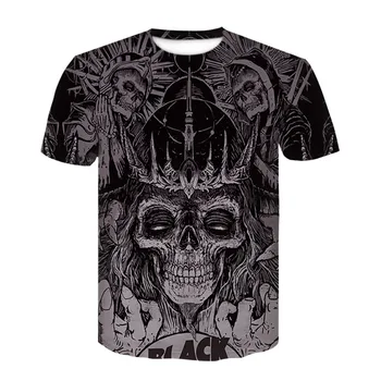 

Summer 2020 T-shirt man goth 3d printed crown skull T-shirt street wear rock costume casual hip hop men's wear