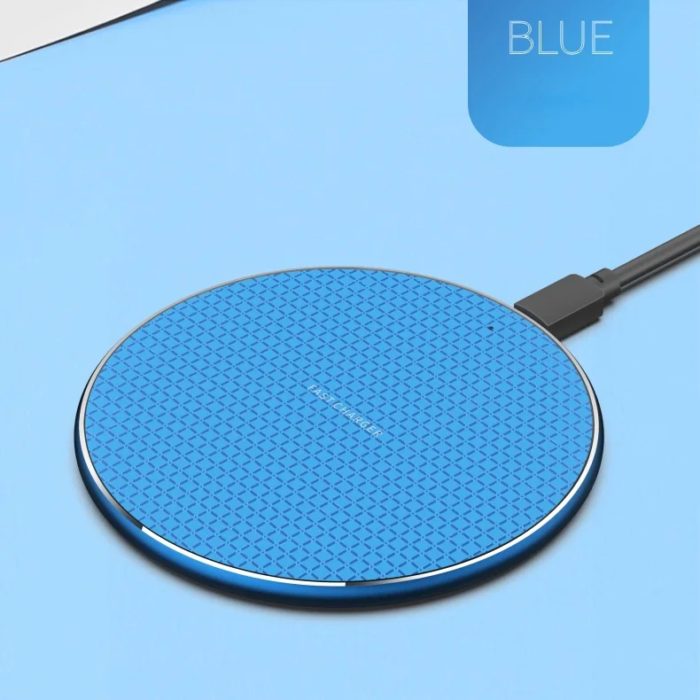 Qi Беспроводное зарядное устройство для iPhone 11 Xs Max X 8 Plus 10 Вт Быстрая зарядка для samsung Note 9 Note 8 S10 Plus - Цвет: Blue